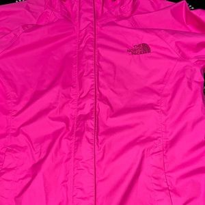 Women’s pink North Face Raincoat with hood